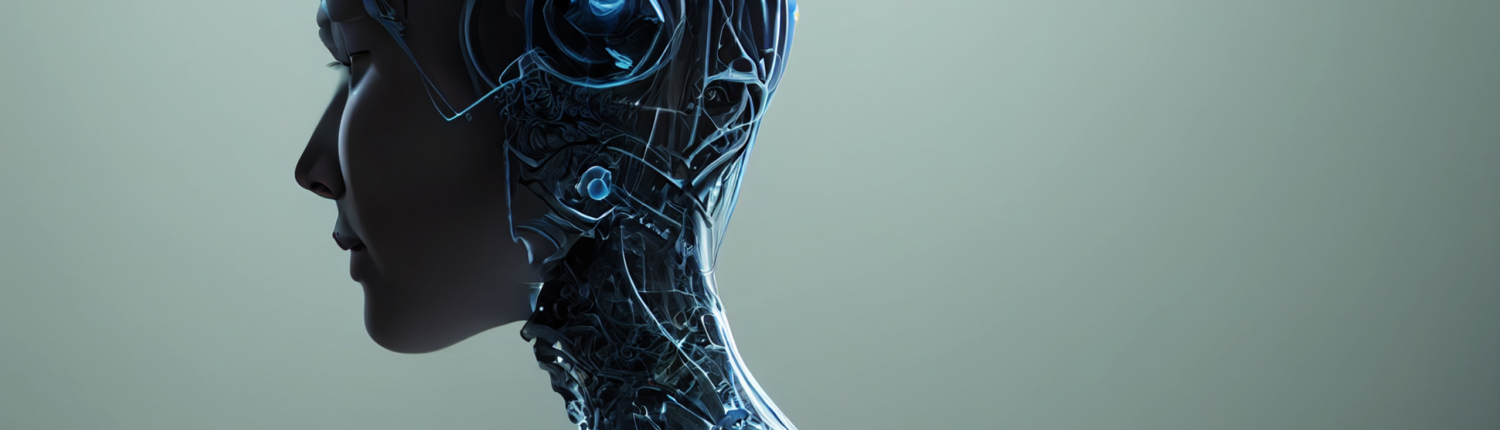 Ilustración de un perfil de un humanoide futurista detallado