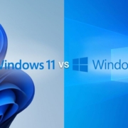 Ilustración de los logotipos de Windows 10 y 11 comparados