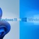 Ilustración de los logotipos de Windows 10 y 11 comparados