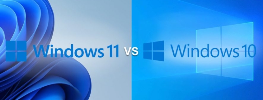 Ilustración de los logotipos de Windows 10 y 11 comparados
