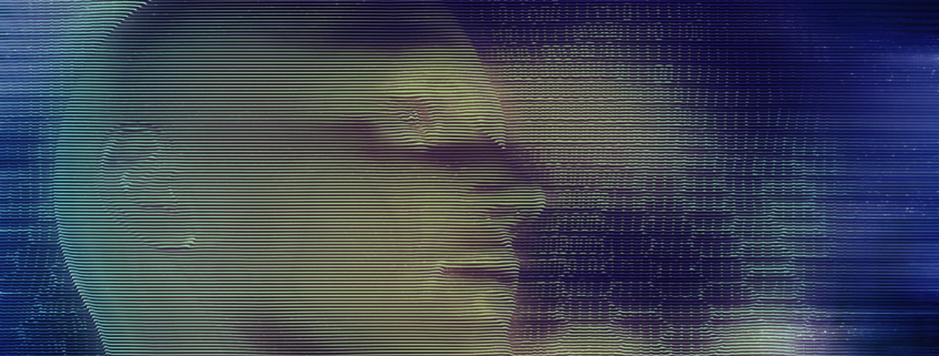 imagen de holograma de un hombre calvo hecho por ia