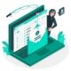 Ilustración de un hacker robando datos mediante phishing en una computadora
