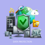 Ilustración de un escudo de seguridad verde y protección de datos