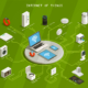 Ilustración de un ecosistema de dispositivos inteligentes conectados mediante IoT